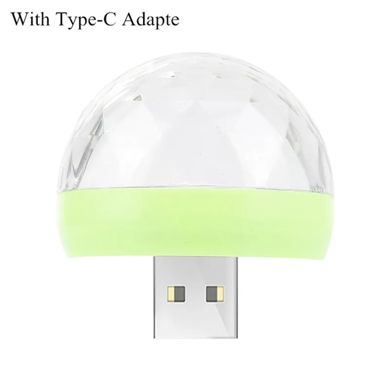With Type-C Adapter Мини USB СВЕТОДИОДНЫЙ вечерние светильник Музыкальный шар светильник s изменение цвета с музыкой DJ светильник для сцены рождественской вечеринки стробоскоп сценическая лампа - Цвет: With Type-C Adapter