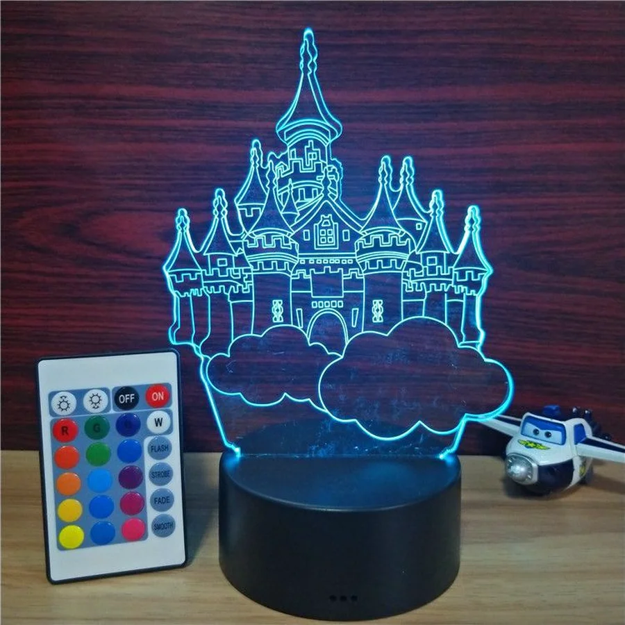 Настольный 3D светильник Sky City цветная акриловая лампа с сенсорным управлением и