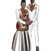 2 piece set african dashiki print couple clothing for lovers mens shirt and pant women dress party wedding fashion wyq16