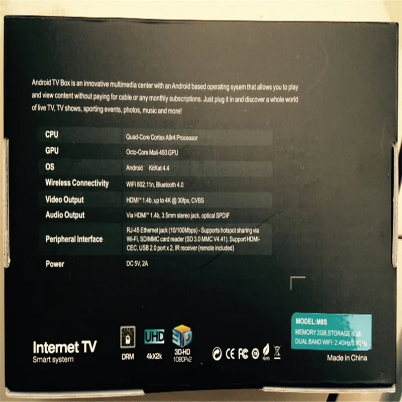 Amlogic s812 M8s 2 г/8 г чип ap6330 4 К Dual Band Wi-Fi Full HD Android 4.4 media плеер M8 ТВ коробка | Электроника