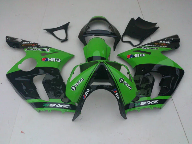 Custom Injection mold Fairing kit for KAWASAKI Ninja ZX6R 636 03 04 ZX 6R 2003 2004 ABS Green black Fairings set+gifts KE49 | Автомобили и