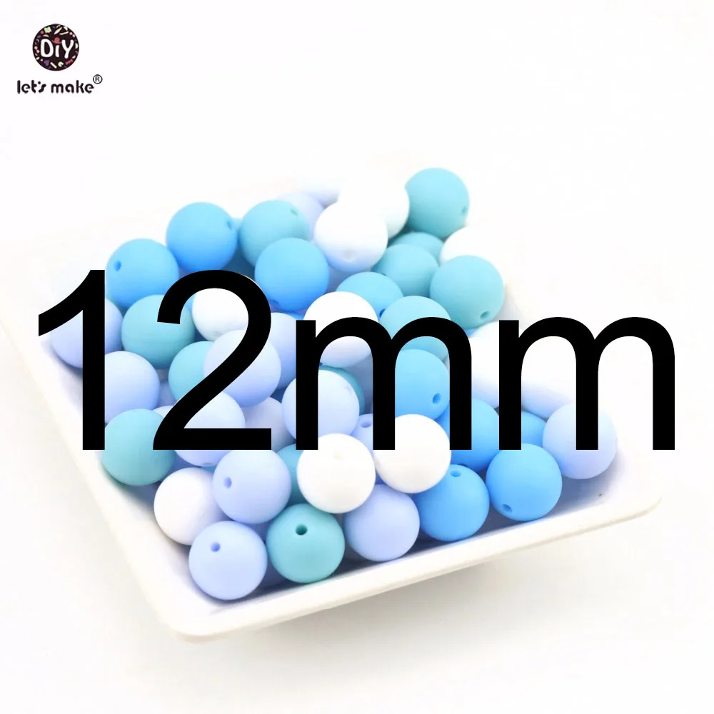 12mm Давайте сделаем силиконовые бусины 100 шт синяя серия бусин пищевого качества аксессуары для прорезывания зубов DIY ювелирные изделия для кормления ребенка Прорезыватели для зубов - Цвет: 12mm