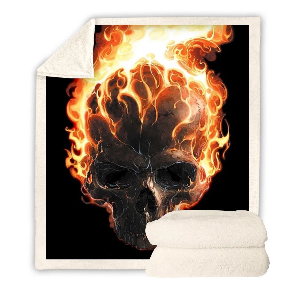 Fire Skull 3D принт одеяло на искусственном меху диване Стёганое одеяло Дорожный Чехол детей постельные принадлежности Outlet бархат Плюшевые флис бросить одеяло-покрывало