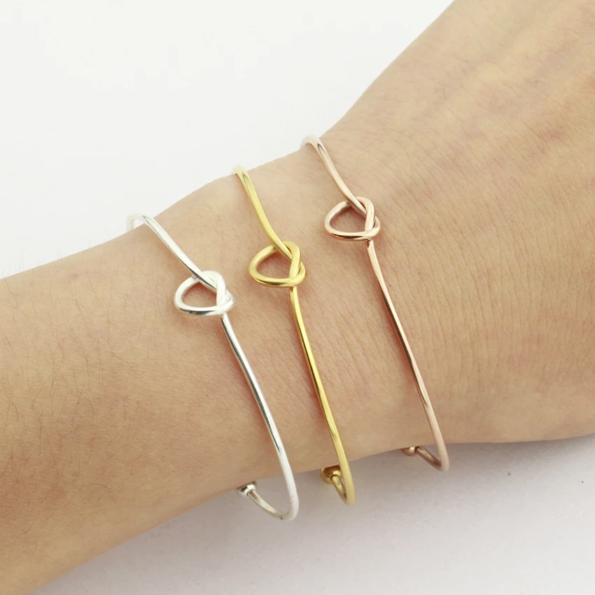 

Simple Stackable Heart Knot Open Bangle For Women Delicate Friendship Christmas Gift Stainless Steel Bracelets Couple Jewelry
