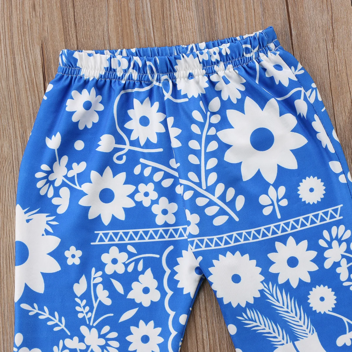 2018 милые голубые брюки клеш с цветочным рисунком для маленьких девочек леггинсы