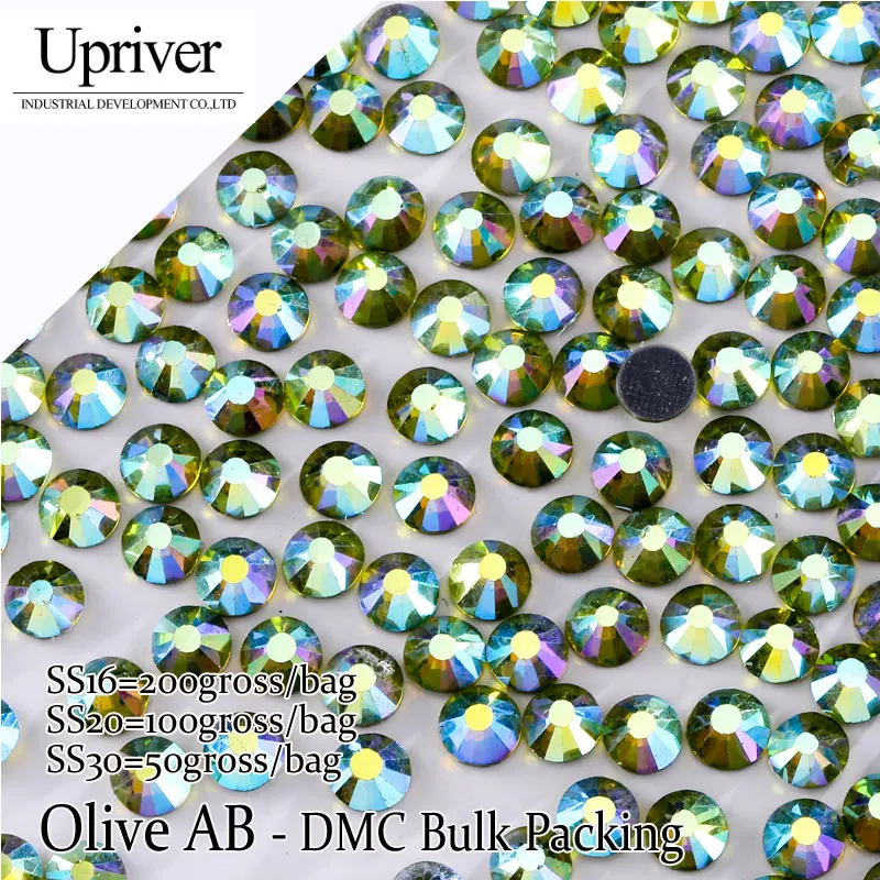 Оптом Упаковка лучшее качество Flatback свободный кристалл Размер SS16 SS20 SS30 оливковое