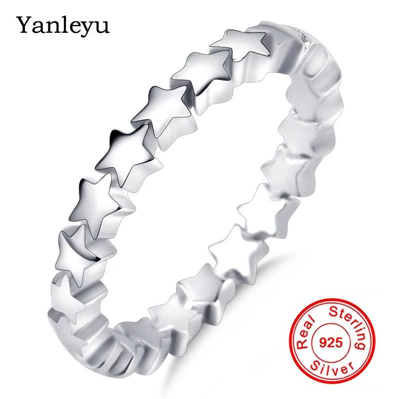 

Yanleyu 100% Authentic 925 Sterling Silver Wedding Rings for Women Star Tail Ring Female Finger Ring Fine Jewelry PR038