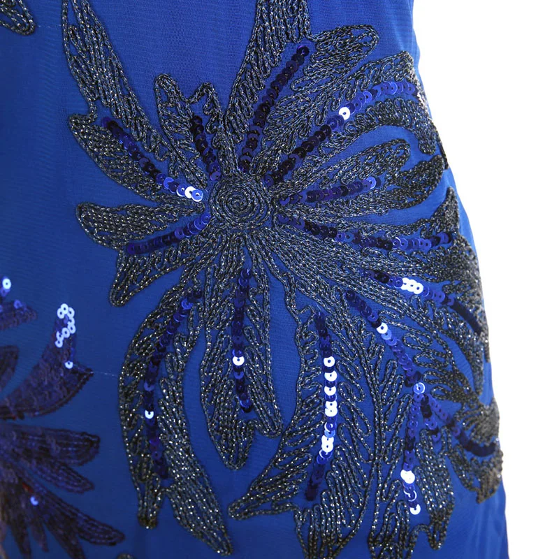 

BLINGSTORY Vintage European Floral Embroidery Dress Sequined Clubwear Retro Black Dresses KR3025-3