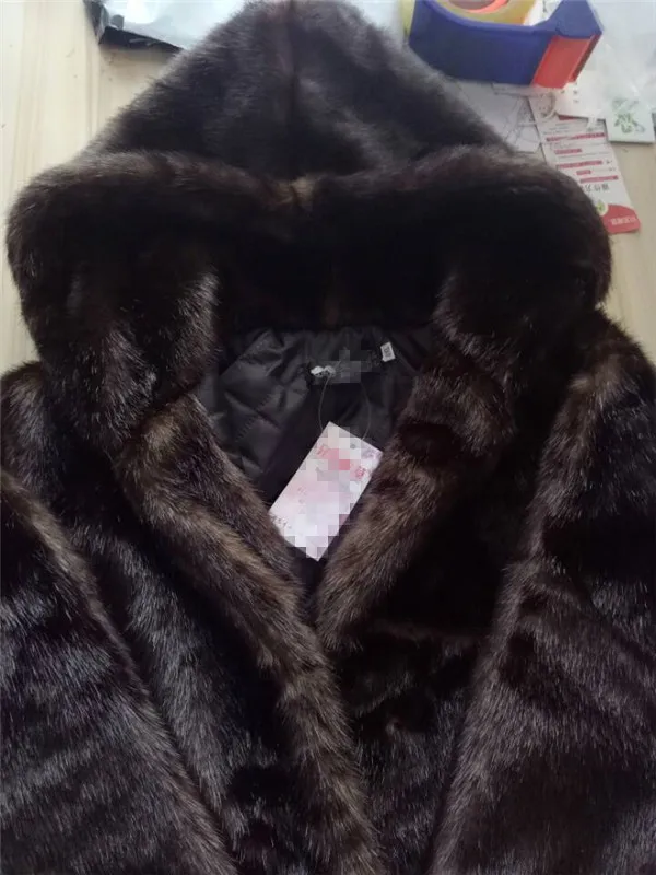 Большие размеры 6XL, шубы из искусственного меха норки для женщин, зимняя меховая верхняя одежда с капюшоном, средней длины, толстые теплые шубы из меха норки IOQRCJV 001