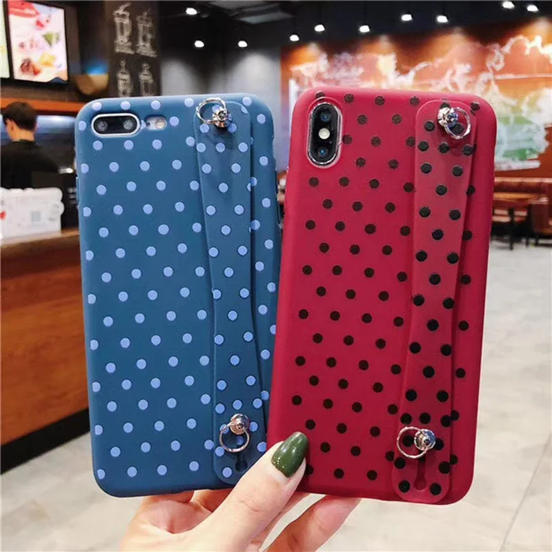MORINBO for iPhone 6 7 8 Plus cute wave point soft TPU case X XR XS Max all bag with lanyard phone |