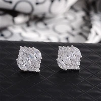 fym high qualitnew cheap fashion silver gold color stud earrings for women crystal aaa cz ear earrings wholesale er0195