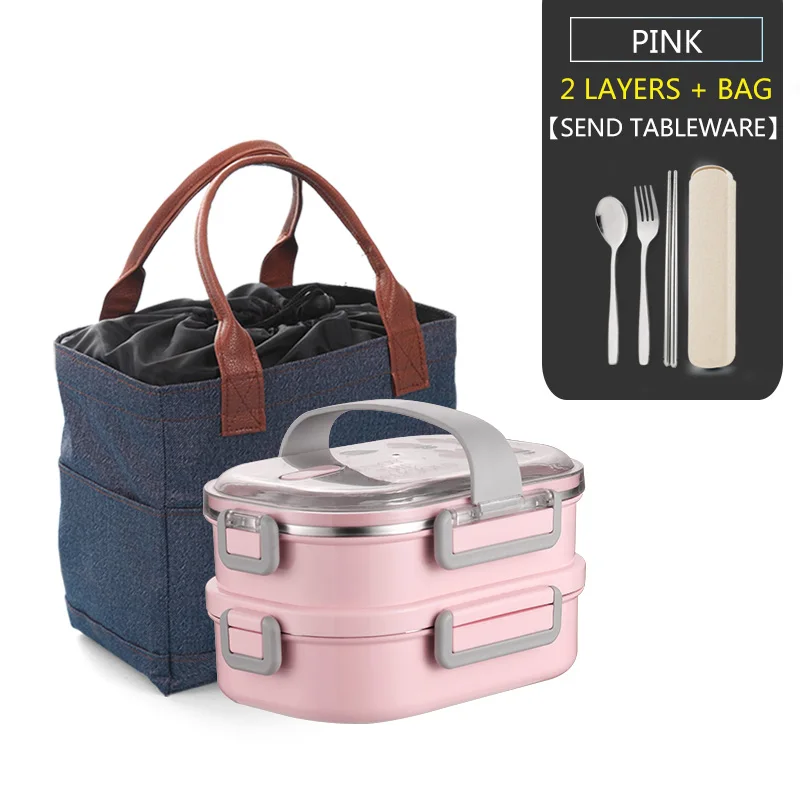 2 Layer Pink Set Японский картонный Ланч-бокс VandHome из нержавеющей стали 304, детский контейнер для хранения еды, герметичный Ланч-бокс Bento - Цвет: 2 Layer Pink Set
