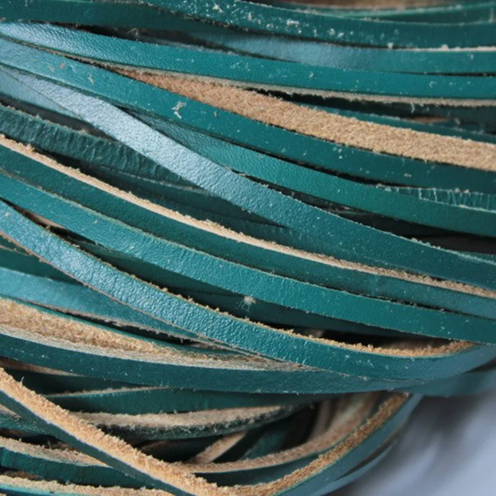 

Aaazee 2 Yards 3mmx2mm Teal Coated Cow Hide Real Leather Strip, 3mm Wide Genuine Cord GF6M164