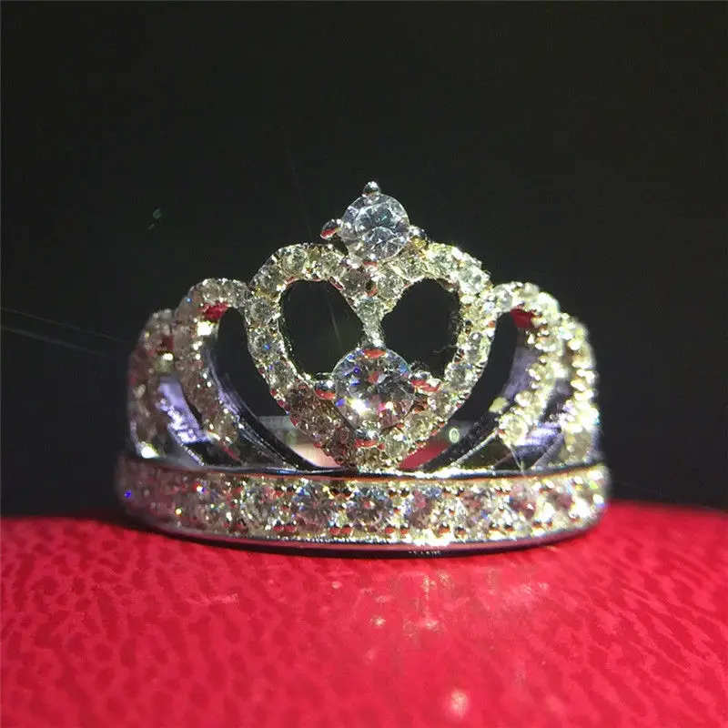 Модные роскошные серебряные кольца с цирконием в форме короны для женщин