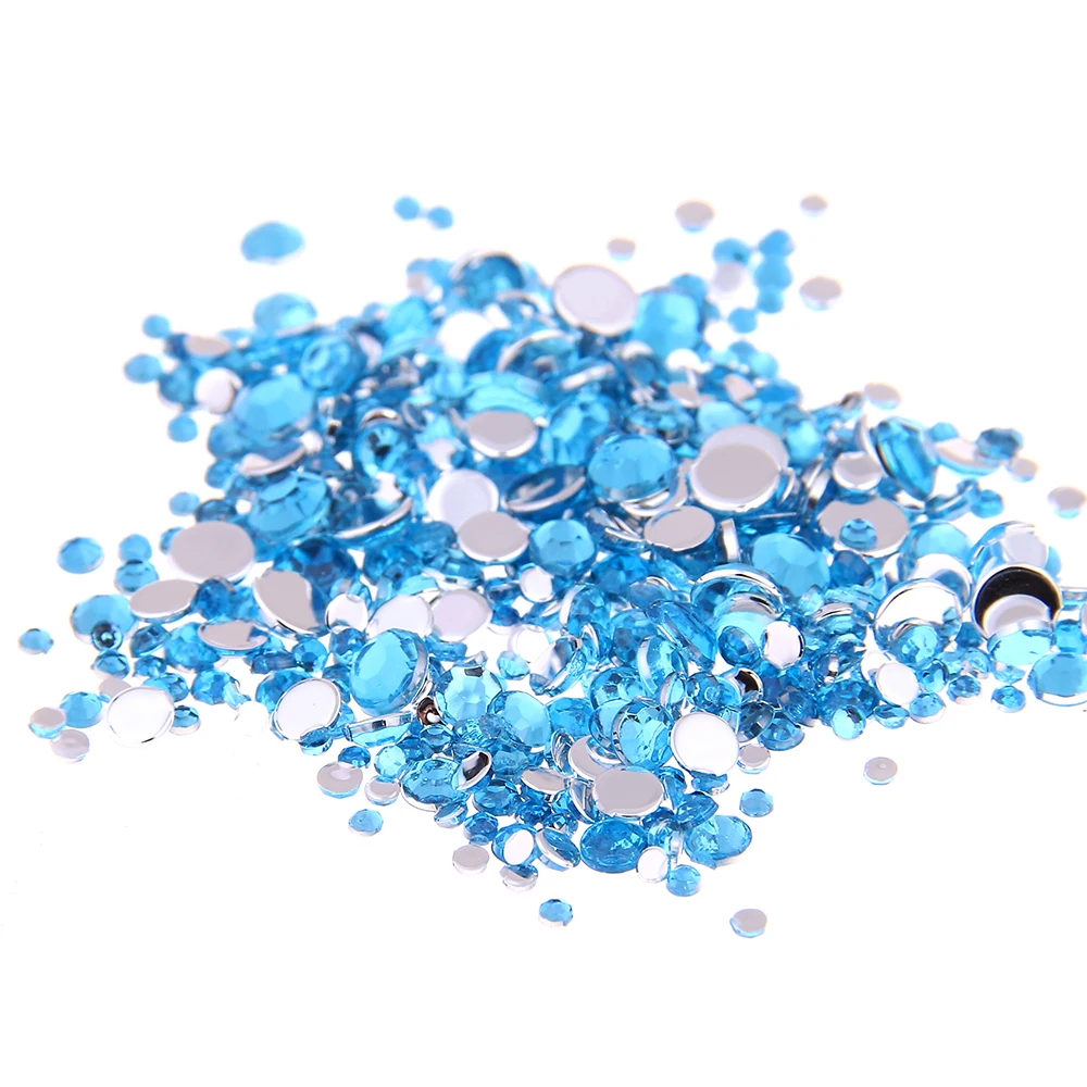 Many Sizes Aquamarine Color Acrylic Rhinestones Shoes Shining Nail Art Decorations Clothing | Красота и здоровье