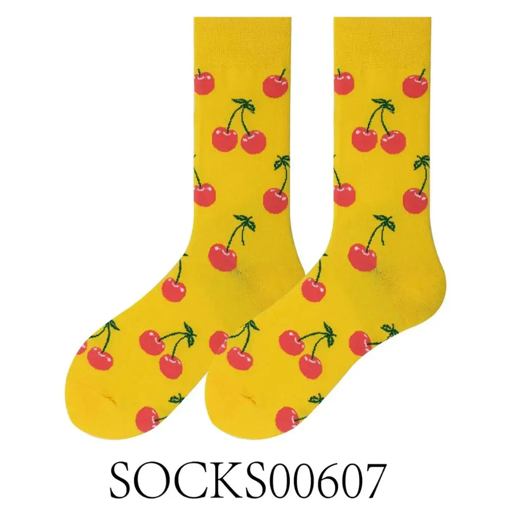 SOCKS00607 Носки из чесаного хлопка для пары на весну, лето и осень, вечерние носки в горошек с рисунком в виде фруктов и бриллиантов для деловых поездок и отдыха - Цвет: SOCKS00607