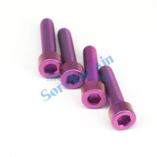 4pcs M6 x 25mm Purple TC4 GR5 Titanium Alloy Allen Hex Screw Column Head Bolts For Bicycle | Обустройство дома