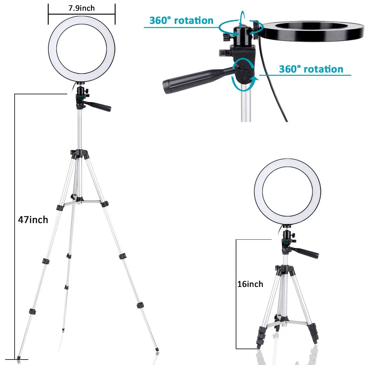 Portable Selfie Ring Light with Tripod Stand for Live Stream-LED Ring Light with Phone Holder for iPhone Samsung YouTube