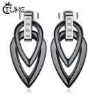 Серьги-гвоздики в виде капли воды со сверкающими стразы, керамические серьги в виде двух двойных капель