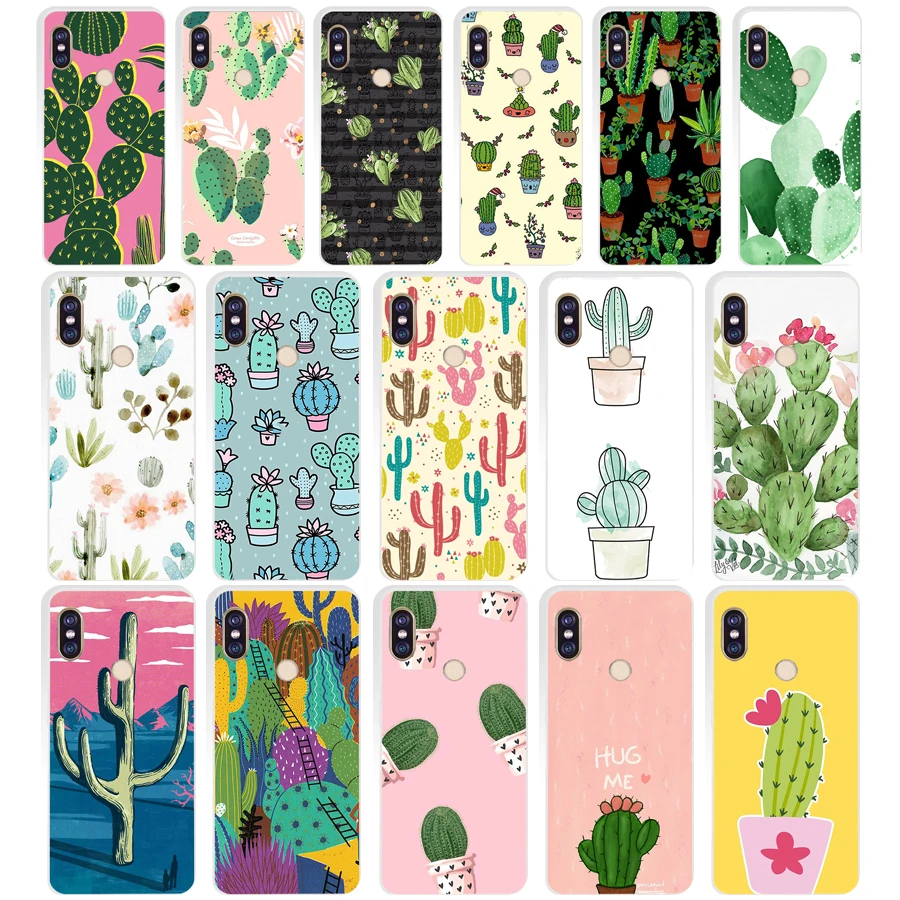 41AQ Cactus Soft Silicone Tpu Cover phone Case for xiaomi redmi 6 pro note 5 plus 4 4x mi 8 | Мобильные телефоны и