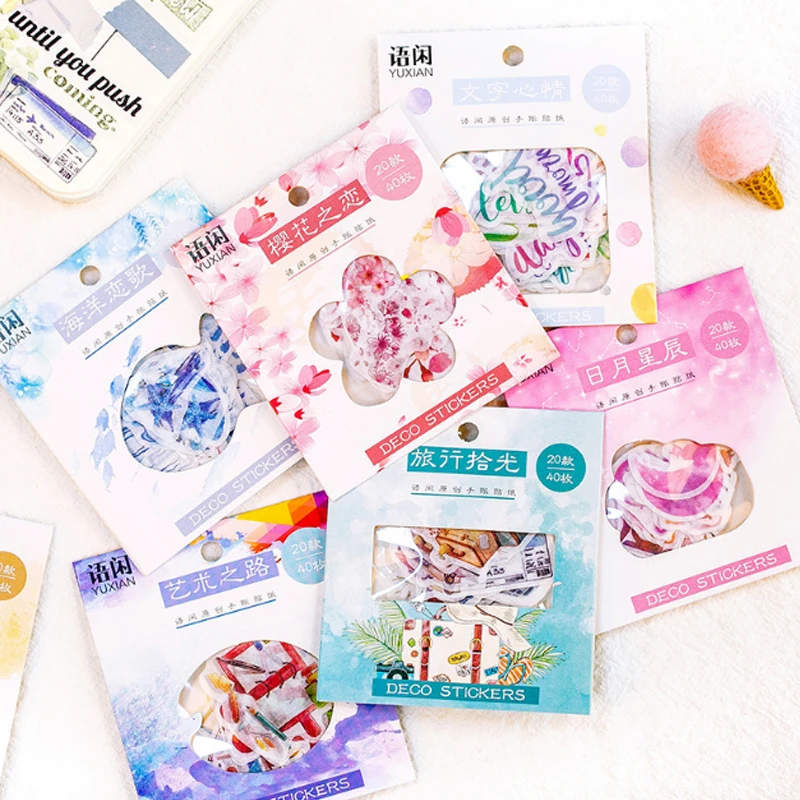 

40pcs/bag College wind series diary stickers DIY decoration Stickers Cute Diary Decoration Scrapbooking Sticker Stationery