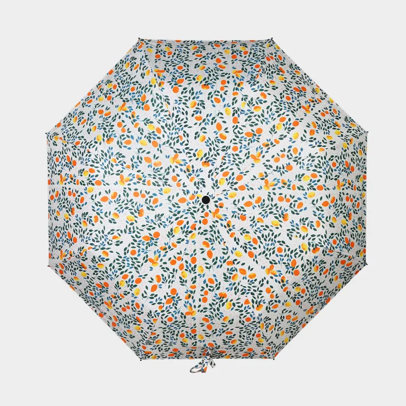 Creative small fresh minimalist Sen goddess sunny umbrella lemon print folding dual-use sunscreen | Дом и сад