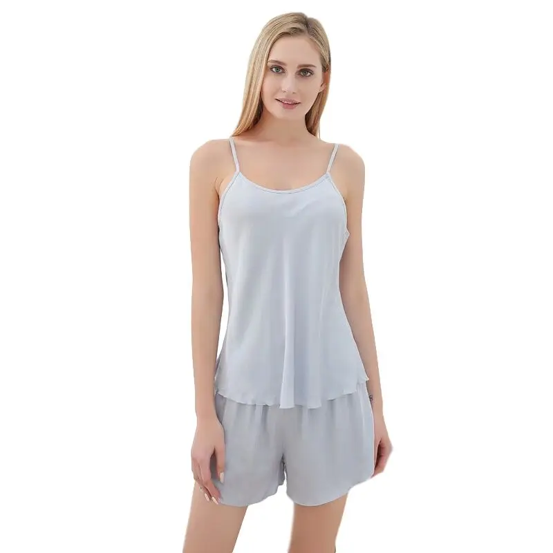 

Women's Sleepwear Sexy Satin Pajama Set Summer Sleeveless Tops&Shorts Suit Pajamas For Women Silk Pyjamas Nightwear Pijama Mujer
