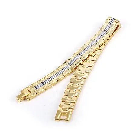 Ювелирные изделия Two tone широкий 18 К желтое золото заполнено браслет золотой