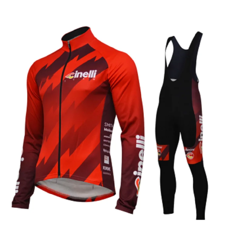long bib set Cinelli, длинный рукав, для велоспорта, Джерси, костюм, летний, дышащий, комбинезон, ropa ciclismo, одежда для велосипеда, MTB, велосипед, Мужская одежда, набор - Цвет: long bib set