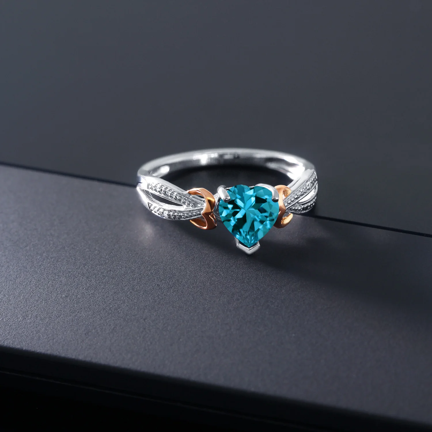 GemStoneKing 925 Серебро &amp 10K Розовое Золотое кольцо с бриллиантом 0 96 карат в форме