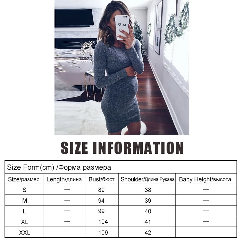 Модное женское платье для беременных с круглым вырезом и длинным рукавом | Мать