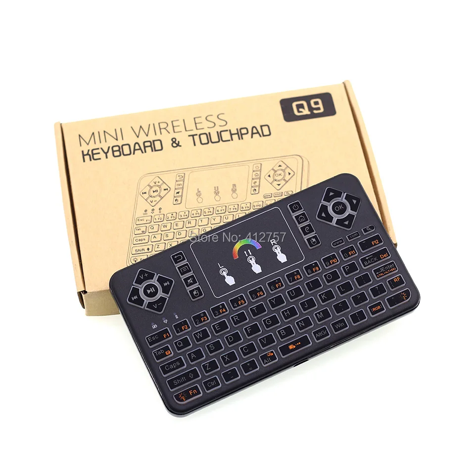 [100 шт.] Беспроводная мини клавиатура Q9 с RGB подсветкой 2 4 ГГц Воздушная мышь