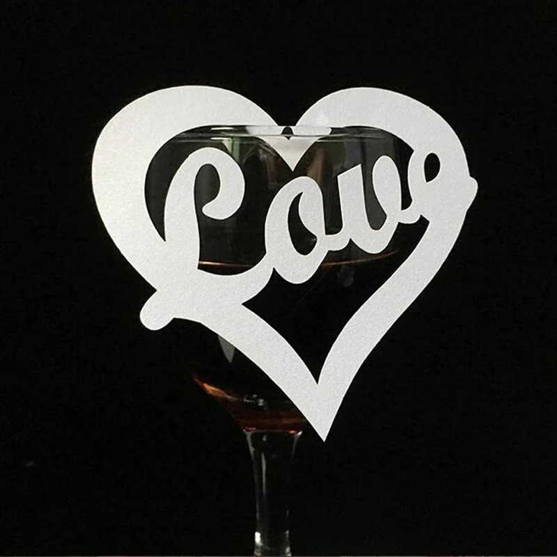 50pcs Laser Cut Love Heart Wine Glass Card Table Name Place Escort Cup Party Baby Shower Birthday Wedding Decoration | Дом и сад