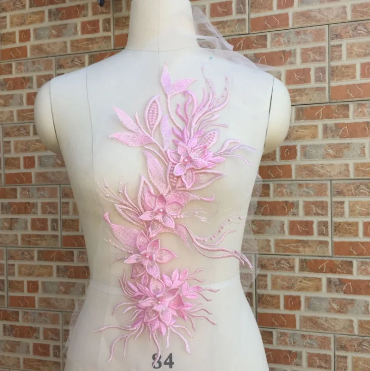 

Mylb 50*20 см Высококачественная Кружевная аппликация с бисером, большая Цветочная нашивка, детская одежда, свадебное платье, наклейки DIY