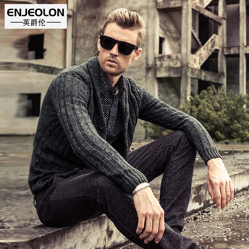 Мужской весенне-осенний свитер Мужская модная шаль с воротником хлопковые