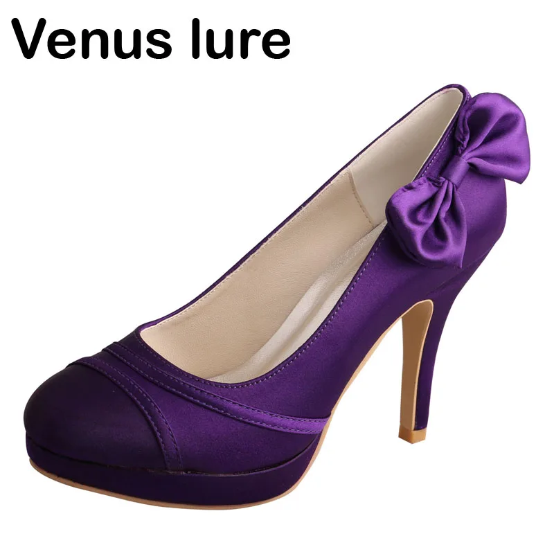 

Venus lure Custom Handmade Womens Purple Footwear for Wedding Bows High Heel