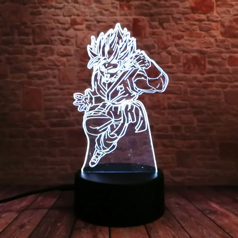 Dragon Ball Legends Супер Saiyan Goku фигурки 3D настольная лампа 7 цветов ночной Светильник для мальчиков подарки для детей