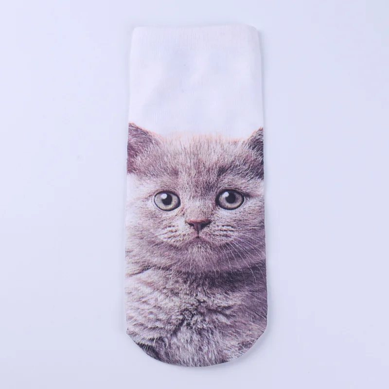 Fat cat Модные женские короткие носки до лодыжки, милые уникальные хлопковые повседневные женские носки с объемным рисунком животных - Цвет: Fat cat
