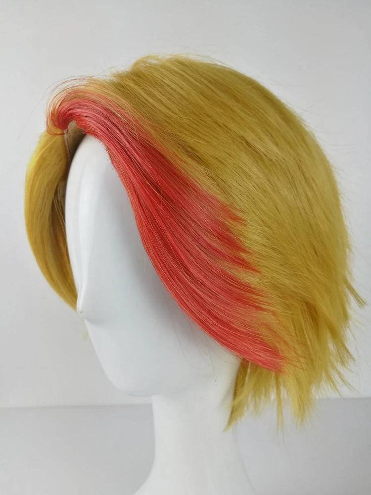 New Arrival Anime YURI!!! on ICE Minami Kenjiro Blonde Cosplay Wig Short Red Highlight Heat Resistent |