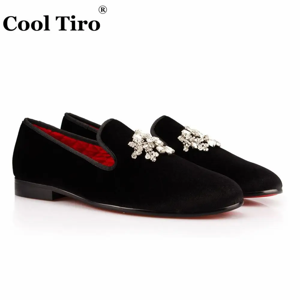 White Crystal Tassel COOL TIRO/белые бархатные модельные туфли; мужские лоферы; тапочки; стразы; кисточки; вечерние свадебные туфли на плоской подошве; Повседневная обувь без застежки - Цвет: White Crystal Tassel