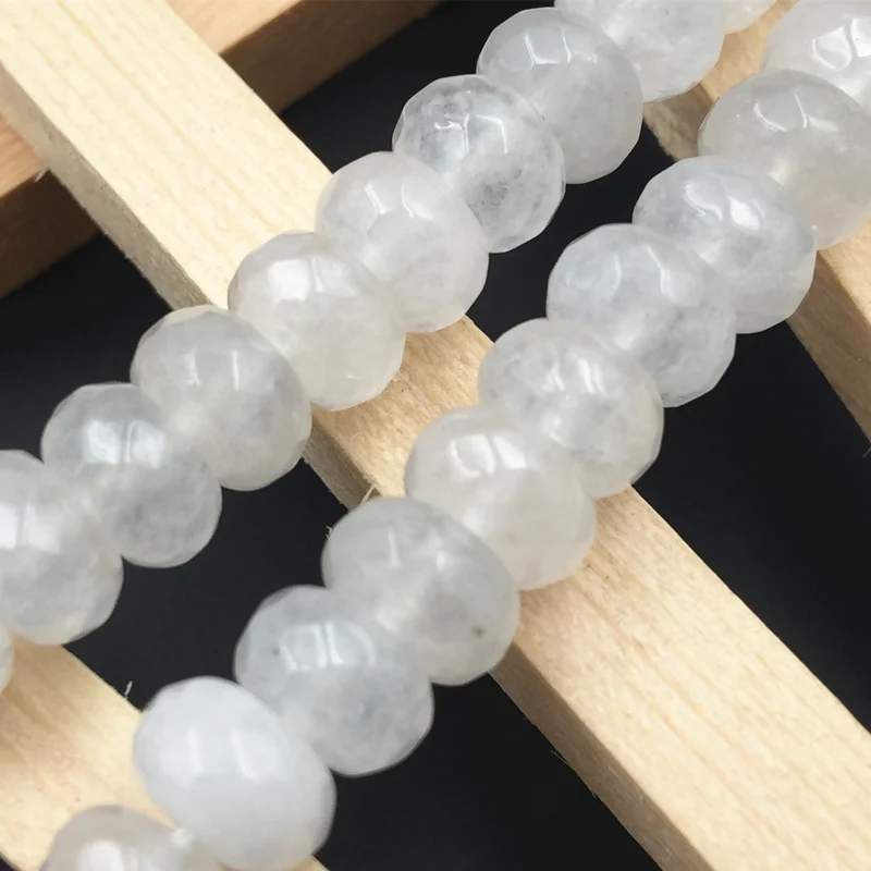 REACHLIN JEWELS белый натуральный камень Jades 5x8 мм Rondelle граненые Jaspers свободные бусы из