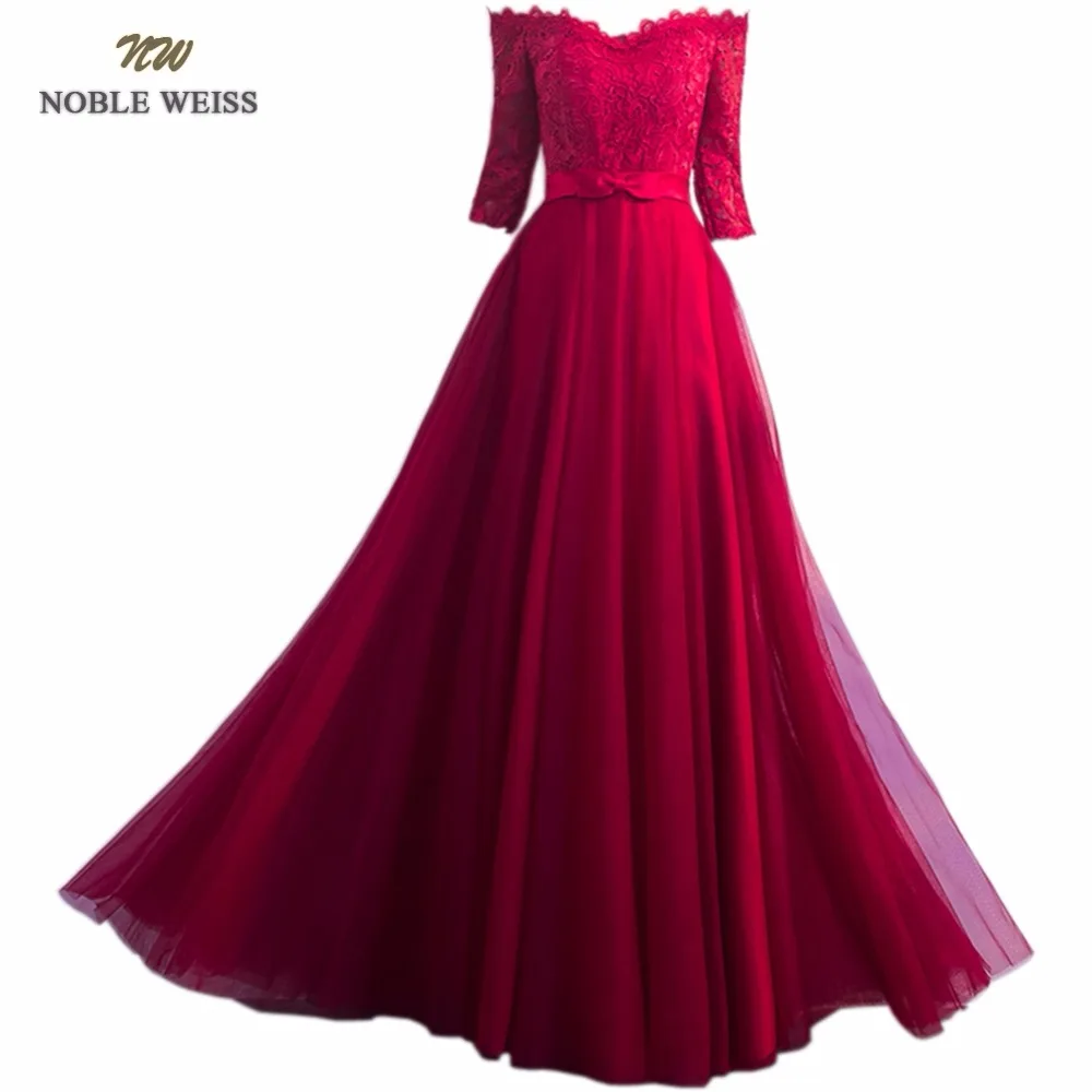 Благородный WEISS пол Длина кружевное вечернее платье для выпускного вечера Robe De