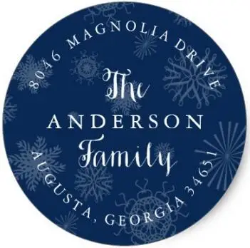 1 5 дюйма темно синие снежинки Рождественский Адрес Этикетка Классический
