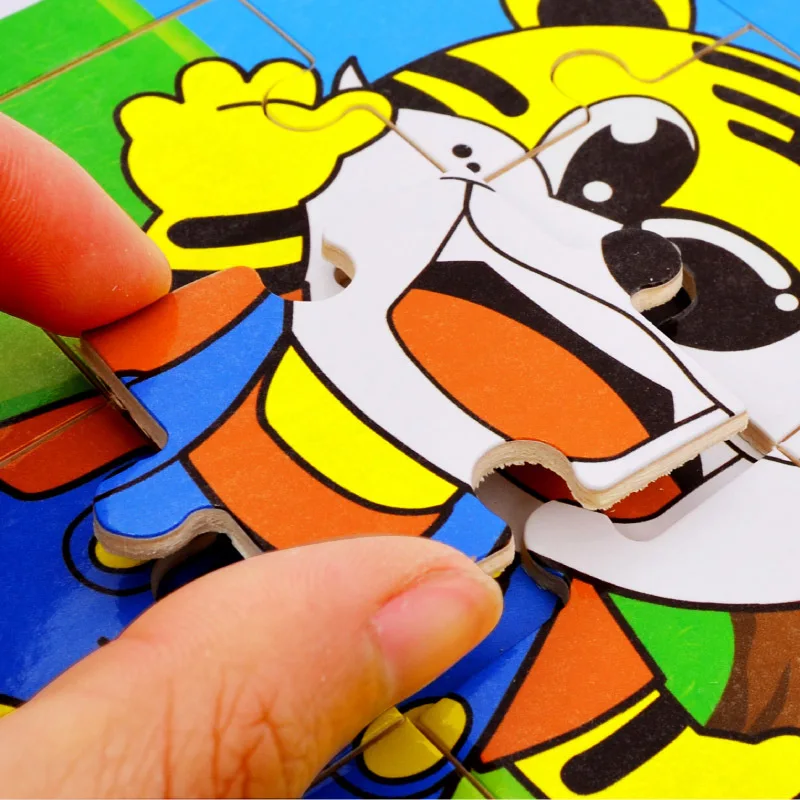 9 ломтиков Пазлы милые Мультяшные животные стереоскопические деревянные