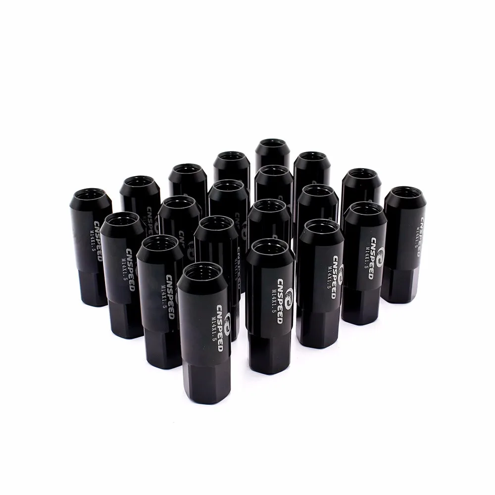 Черный CNSPEED M14X1.5 60 мм Автомобильные Колесные гайки Новые 20 шт гоночные гайки для колес винтовые алюминиевые автомобильные гайки черный синий красный оранжевый - Название цвета: Черный