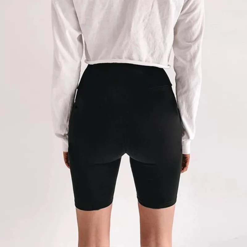 ArtSu Black Biker Shorts Women Stretch Push Up High Waist Shorts Ladies Active Wear Short Hotpants Fitness Summer ASSH20082