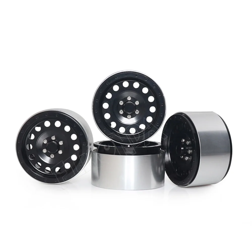 silver black 4 шт. алюминиевый сплав 2,2 дюйма обод для колеса Beadlock для 1/10 RC Гусеничный автомобиль осевой SCX10 Traxxas TRX4 RR10 Wraith 90053 90056 CC01 - Цвет: silver black