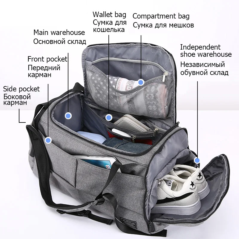 

15 Inch Gym Bag Multifunction Men Sports Bags Woman Fitness Bags Laptop Backpacks Hand Travel Storage Bag With Shoes Pocket Yoga