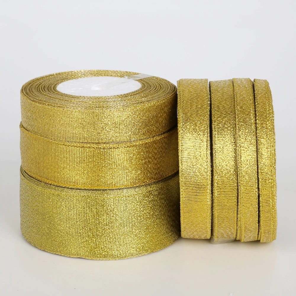 25yards Width 7mm-38mm Gold Color Silk Satin Ribbon Party Home Wedding Decoration Gift Wrapping Christmas New Year DIY Material | Дом и сад