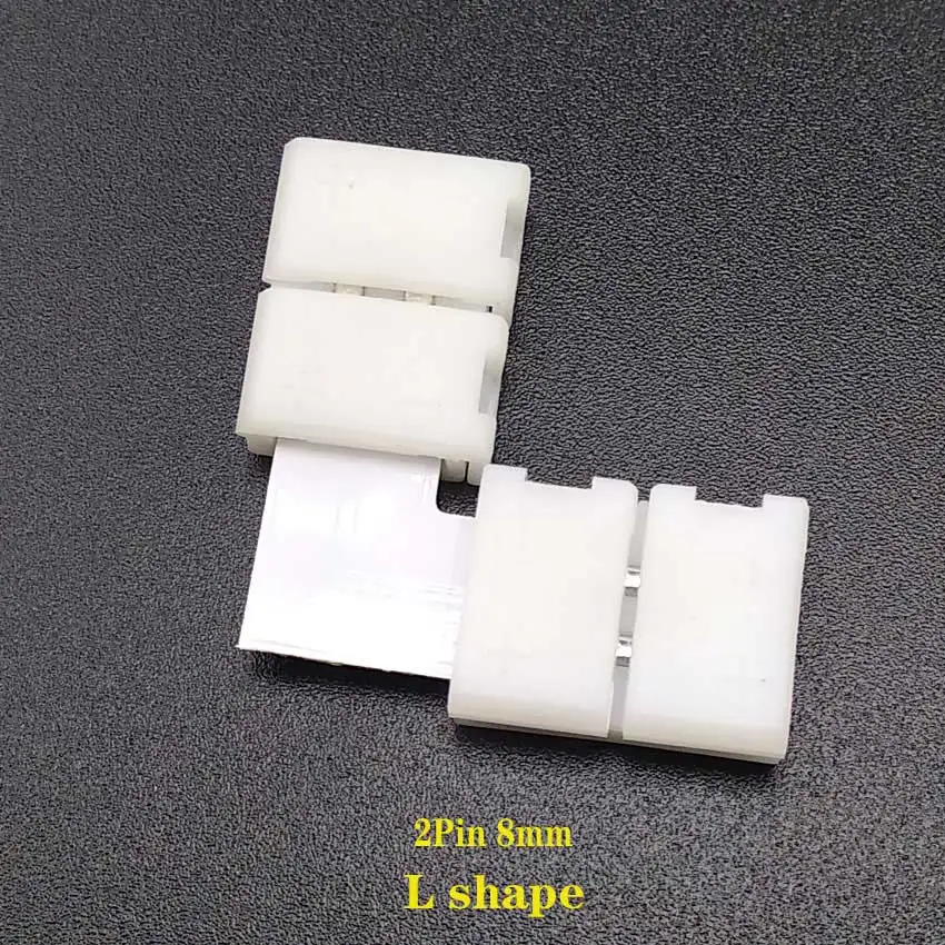 2Pin 8mm Lshape 8 мм 10 мм 2pin 4pin Быстрый разветвитель 90 градусов угловой разъем проводник для 3528 5050 RGB одноцветная Светодиодная лента без пайки - Цвет: 2Pin 8mm Lshape